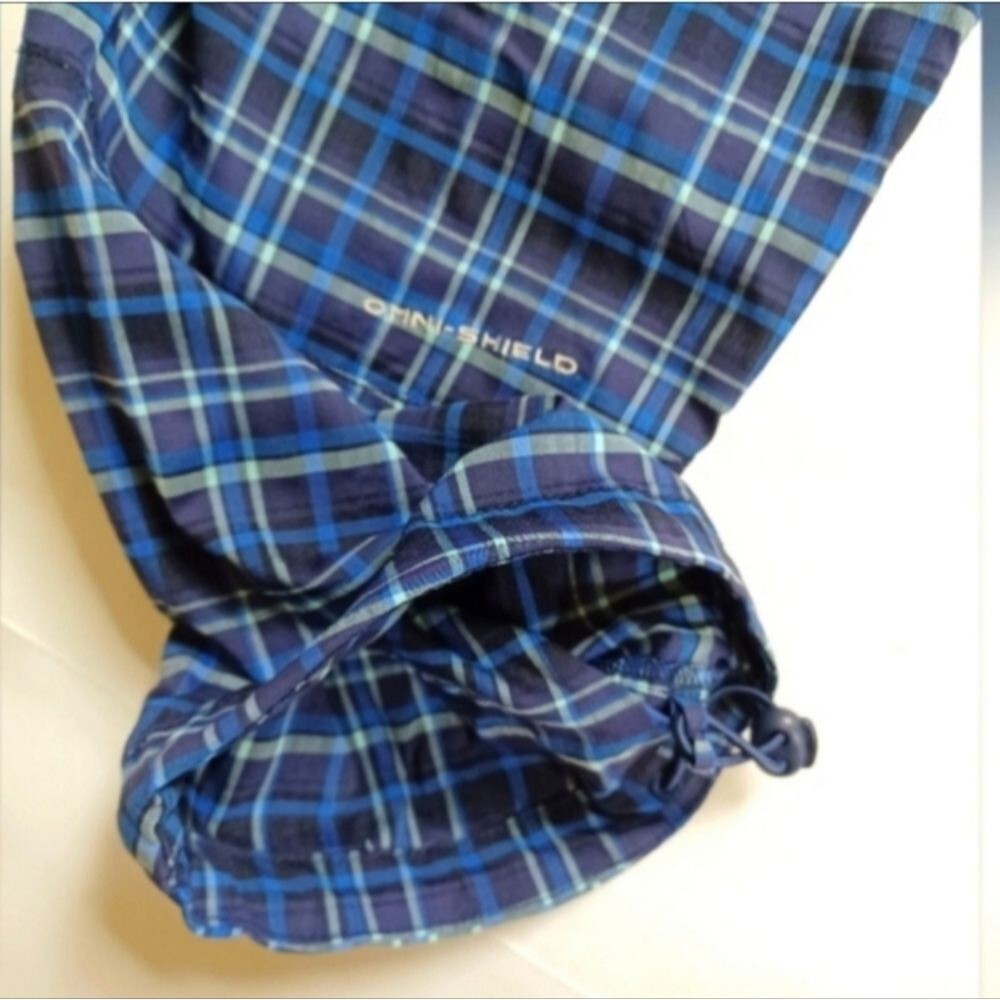 Columbia Plaid Capri Shorts Blue Turquoise Gray with Zippered Pockets - Picture 12 of 13